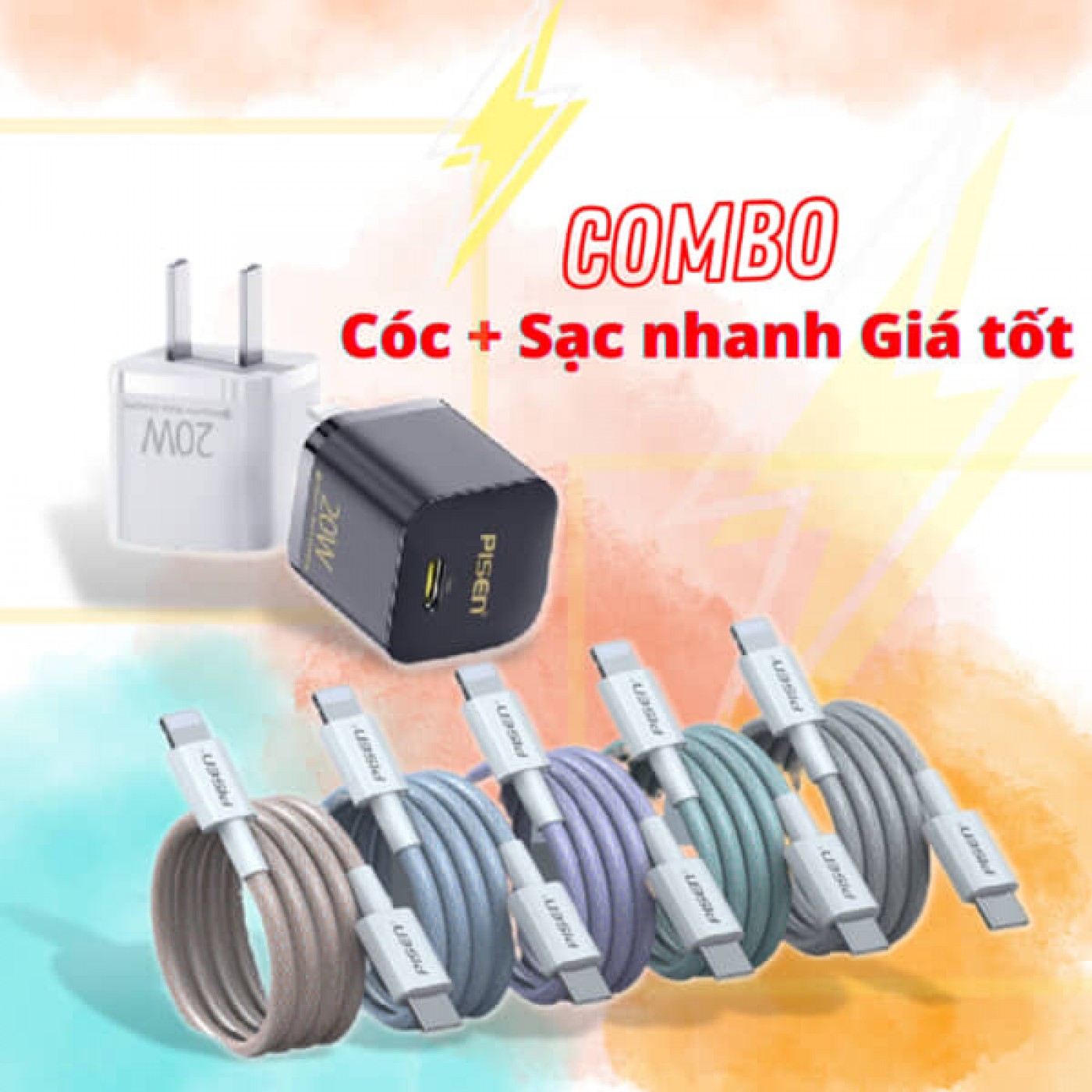 Combo Sạc Cáp PISEN Quick Ice Crystal PD20W